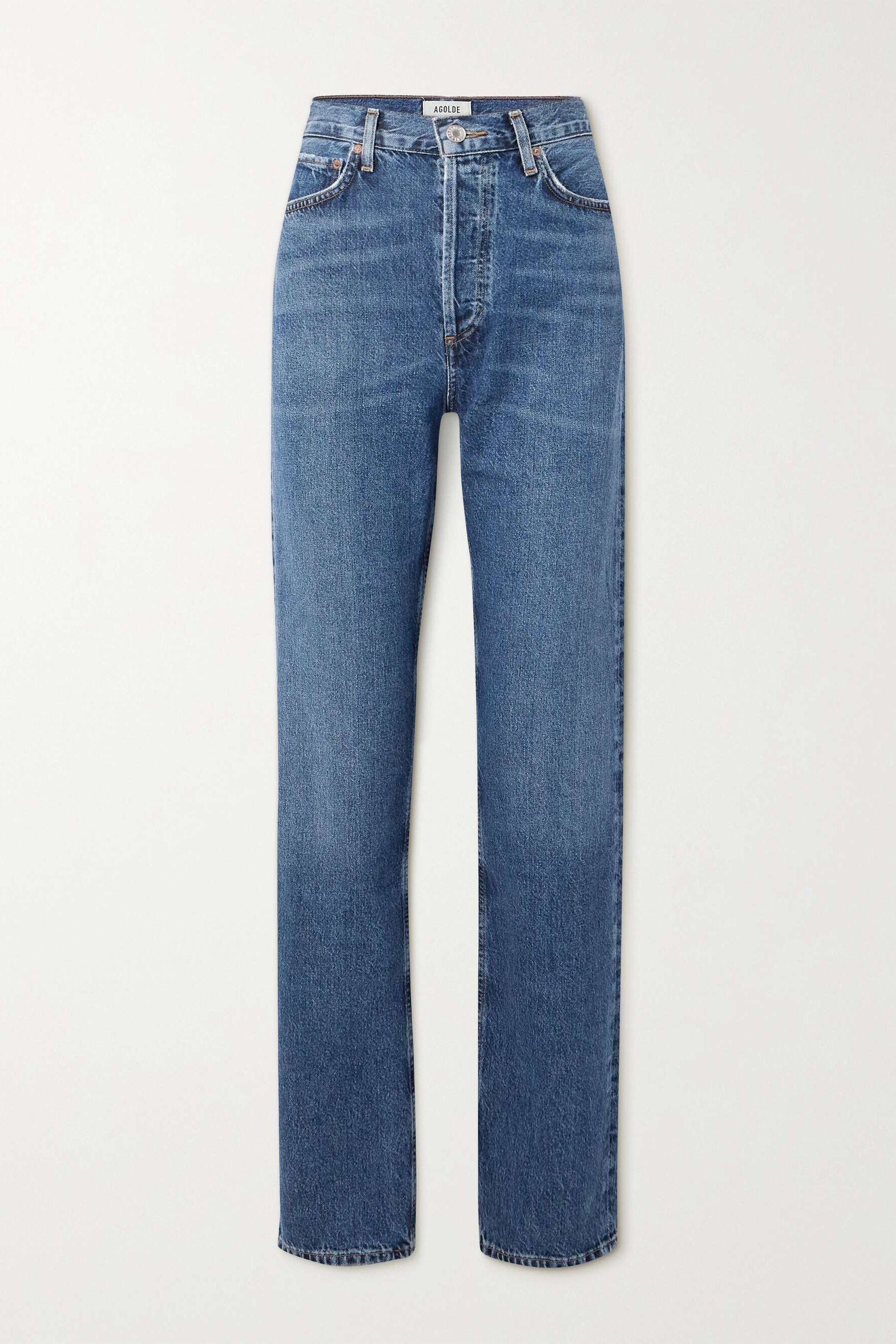 + Net Sustain 90's Pinch Waist Long High-Rise Straight-Leg Organic Jeans