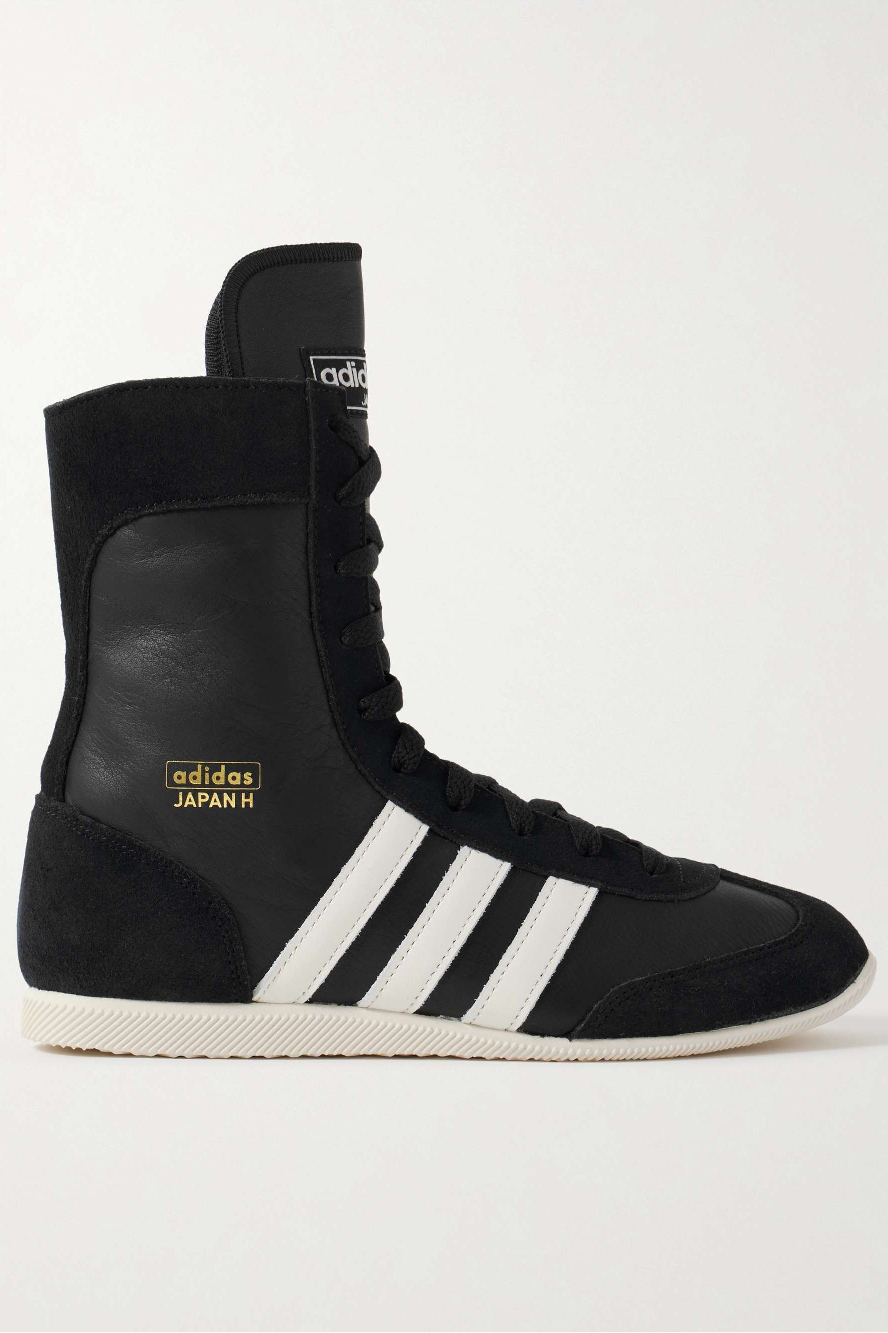 Japan H Suede-Trimmed Leather High-Top Sneakers