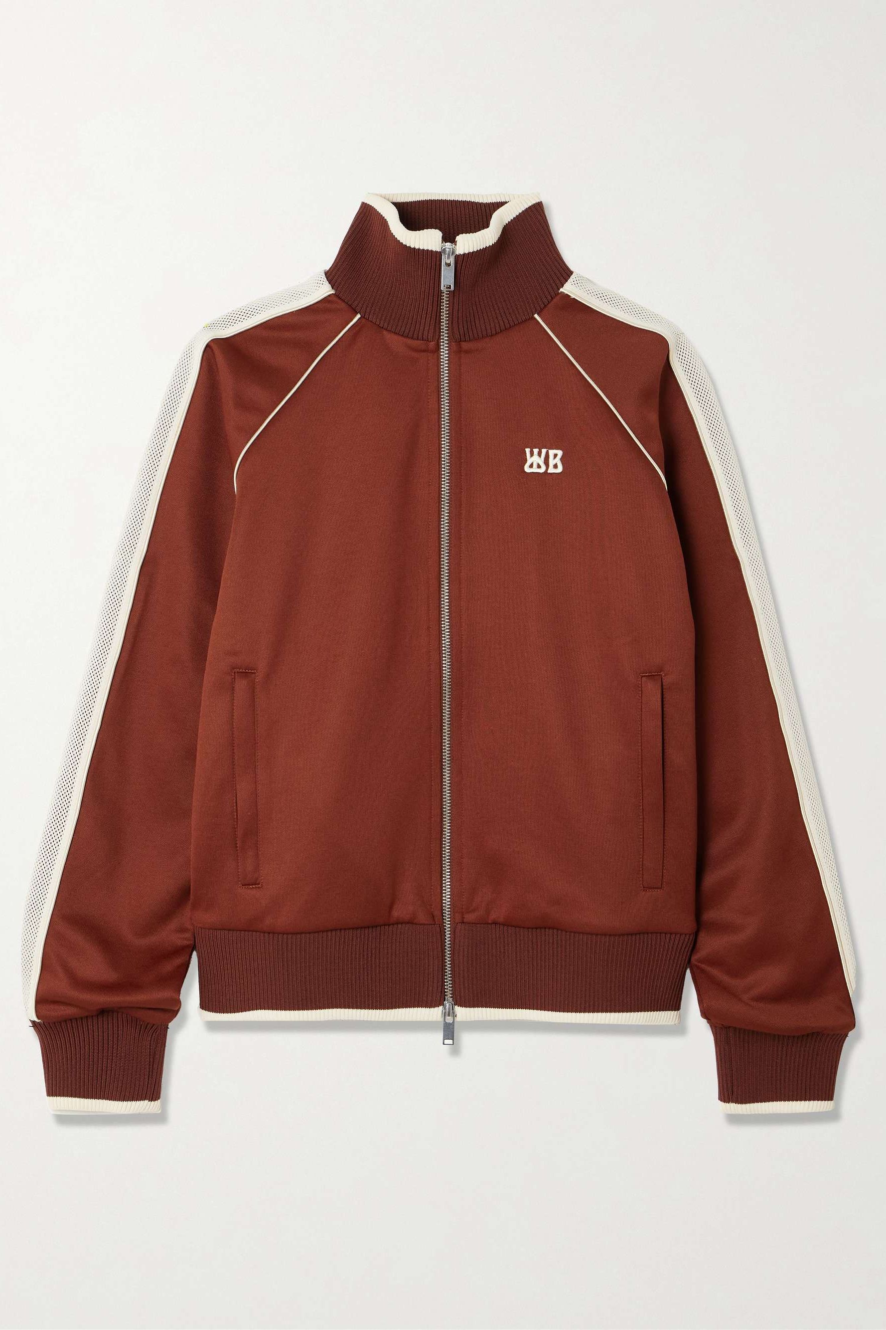 Anthem Embroidered Mesh-Trimmed Jersey Track Jacket