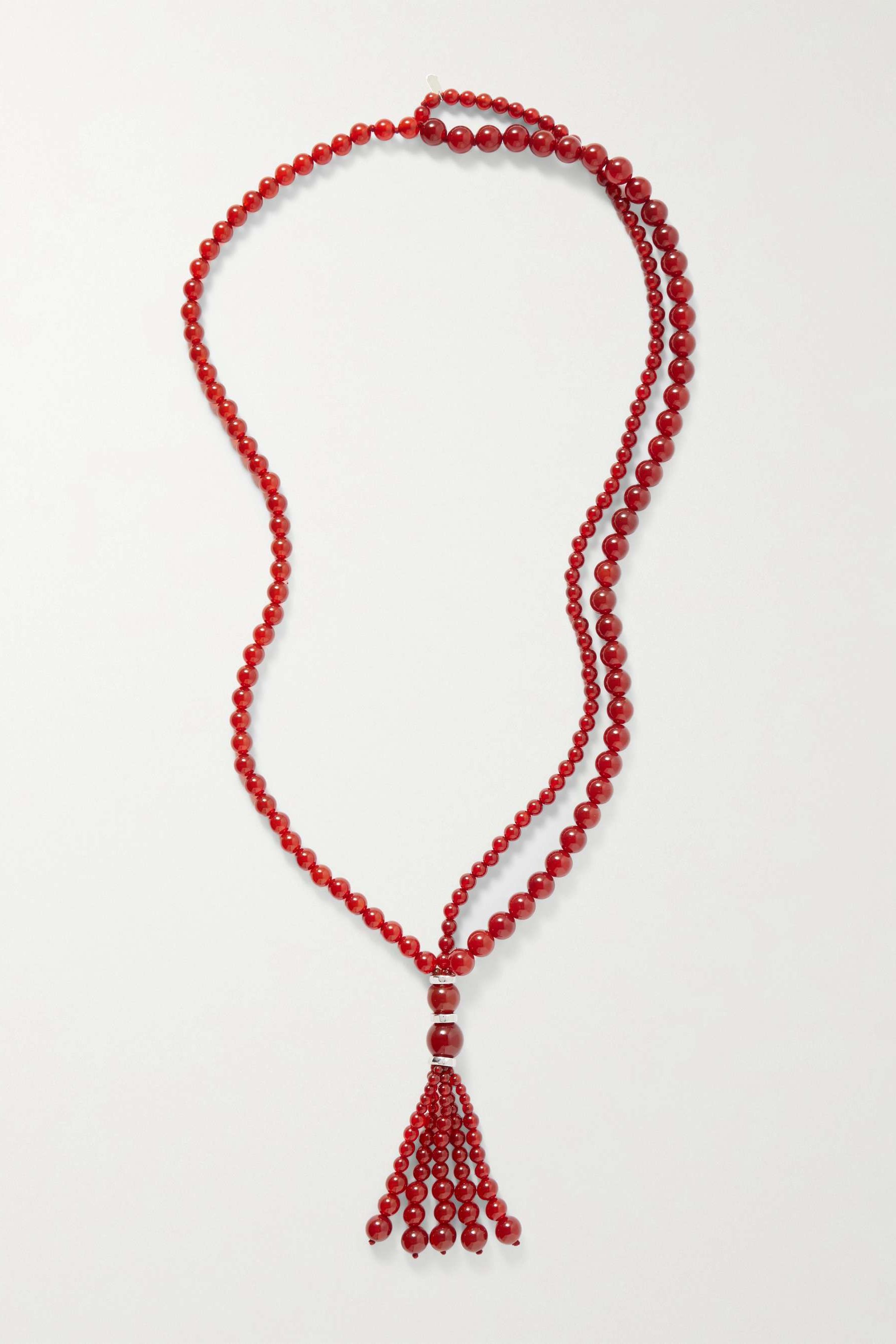 Venice Opera Tasseled Carnelian and Silver Necklace