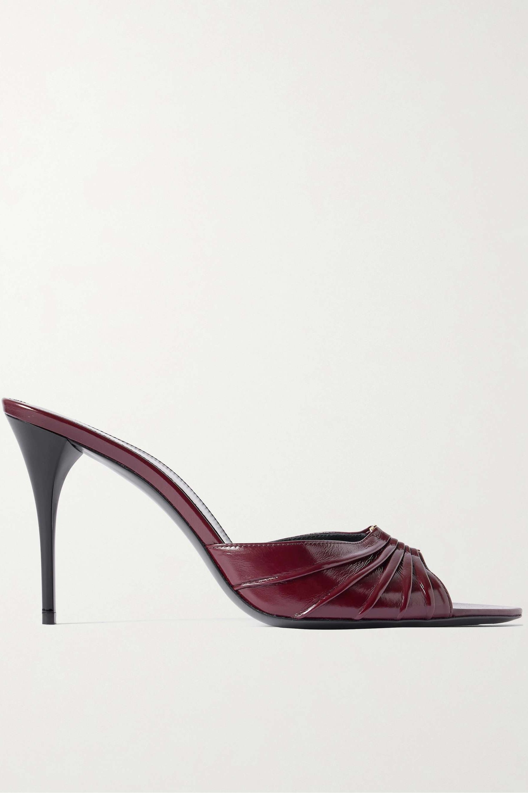 Babylone Embellished Gathered Patent-Leather Mules