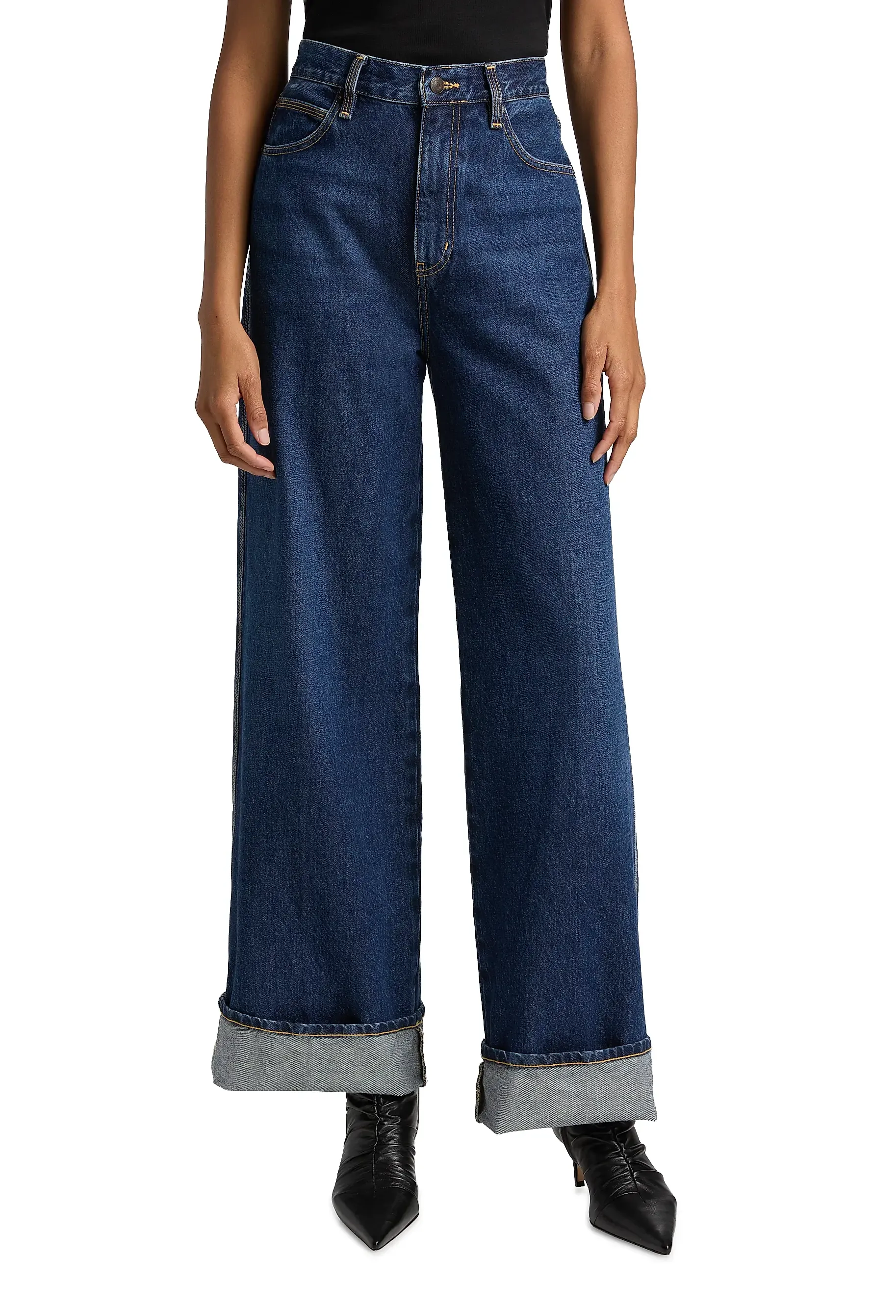 The Cuffed Wide-Leg Jeans