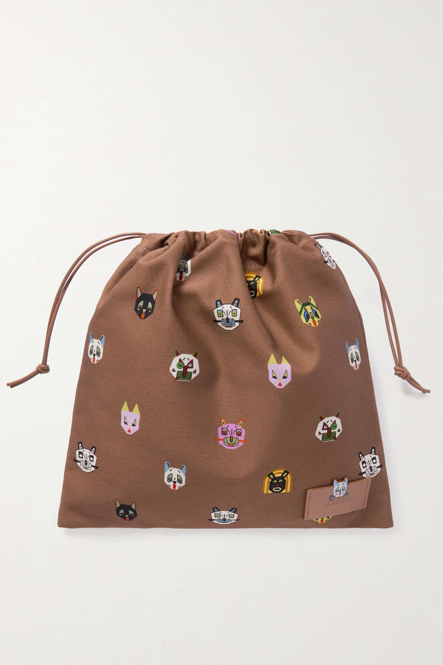 + Louis Wain Leather-Trimmed Printed Cotton-Twill Pouch