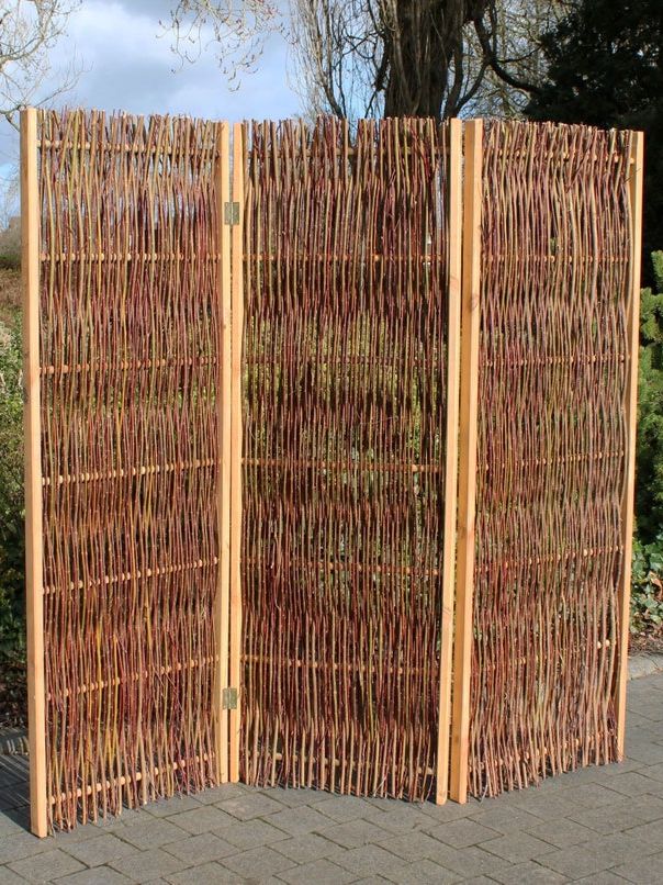 Prestige Wicker Willow Garden Screen Divider Paravan, Foldable Three Sizes