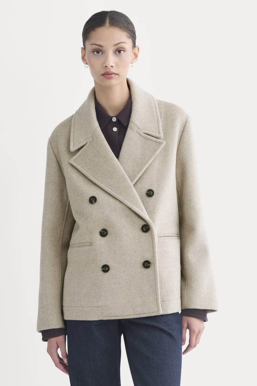 Rewool Short Peacoat | Heather Wheat - Xxs