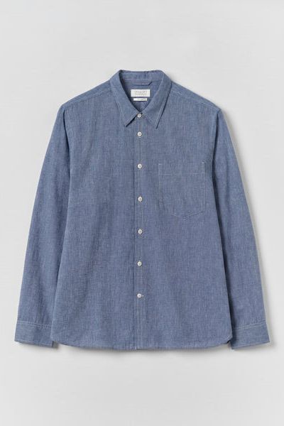 Cotton Linen Chambray Shirt | Chambray Blue