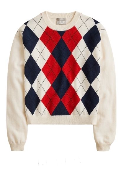 J.Crew, Perfect Cashmere Crewneck Sweater in Argyle