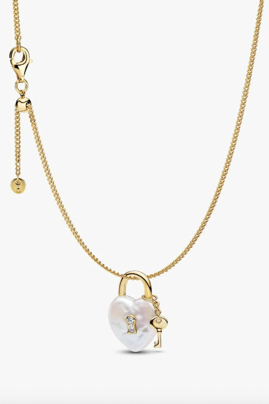 Pandora, Baroque Pearl Padlock Charm Necklace Set