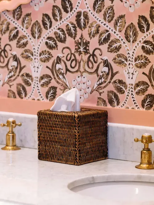 Rattan Square Tissue Box Cover, Brown