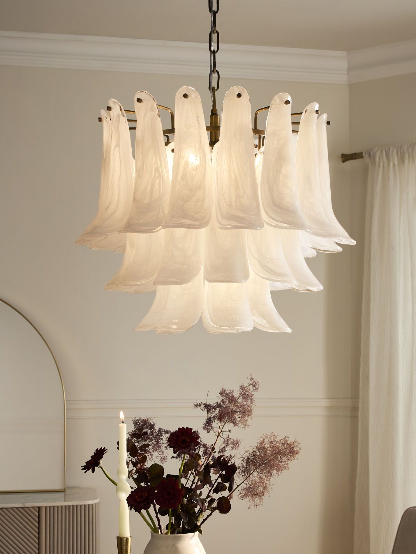 White Messina Chandelier Ceiling Light - Size One