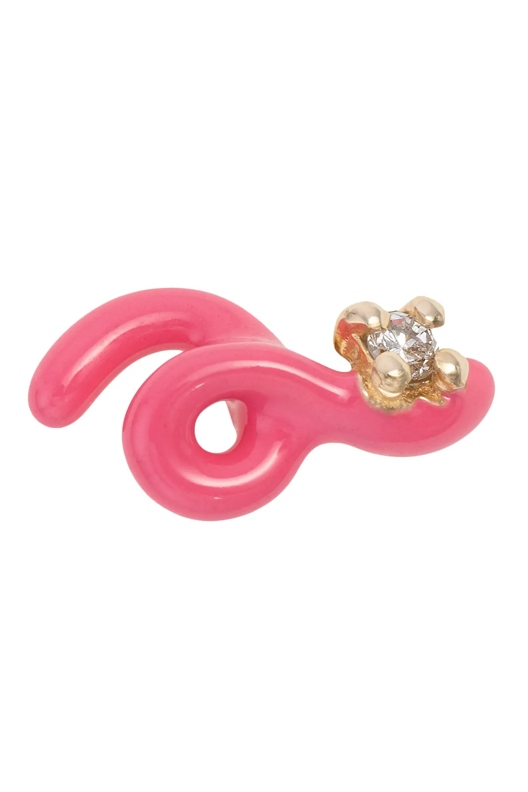 Loop Goldtone, Enamel &amp;amp; 0.015 Tcw Diamond Single Mini Stud Earring