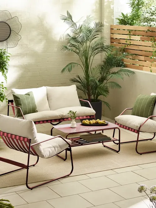 Beachcrest Home Spyros 4 Seater Metal Garden Lounge Sofa 