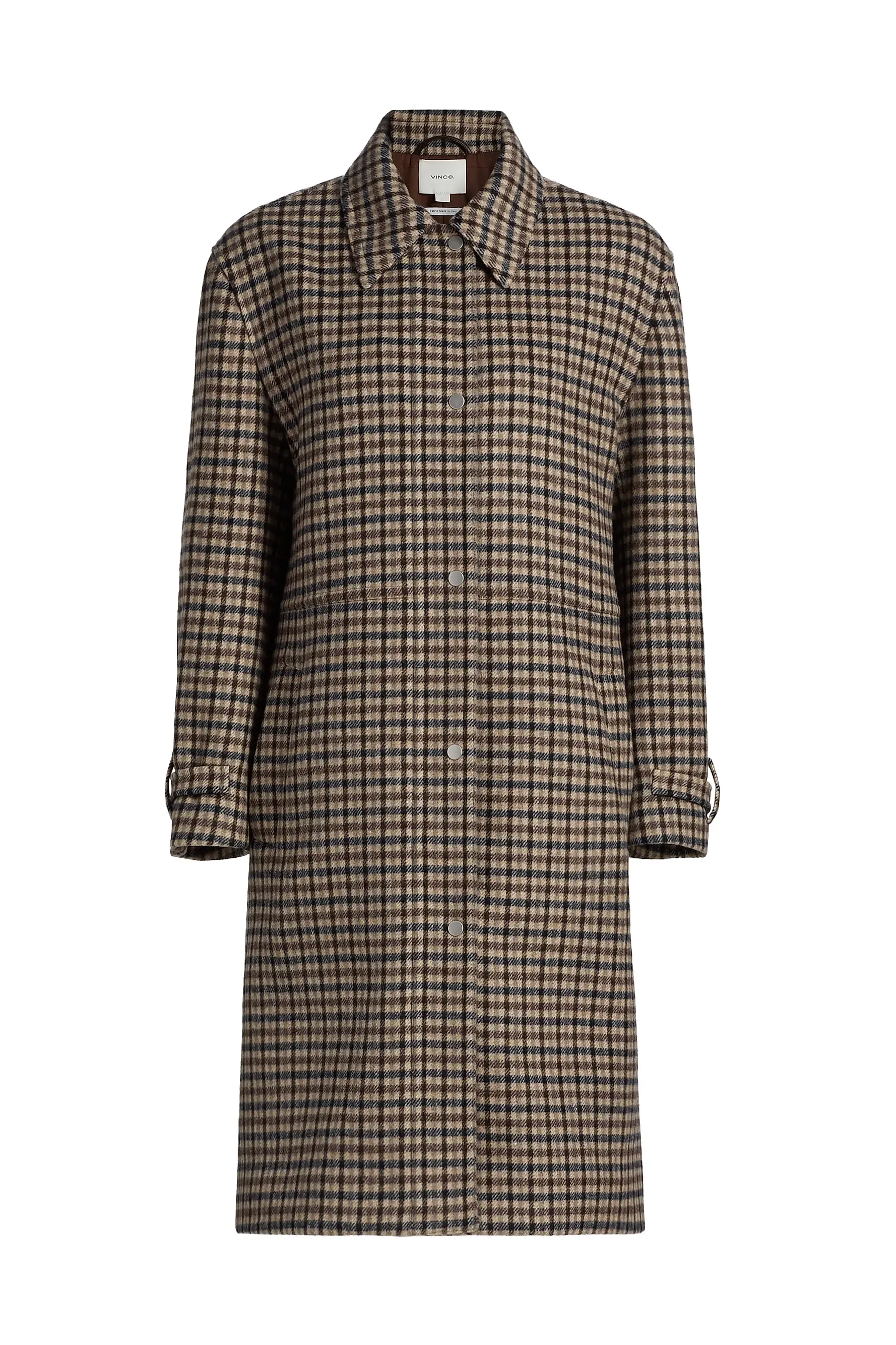 Plaid Wool-Blend Car Coat