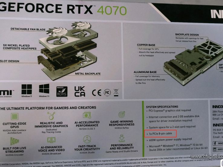 Inno3D's GeForce RTX 4070 to Come with 8-Pin Power Connector