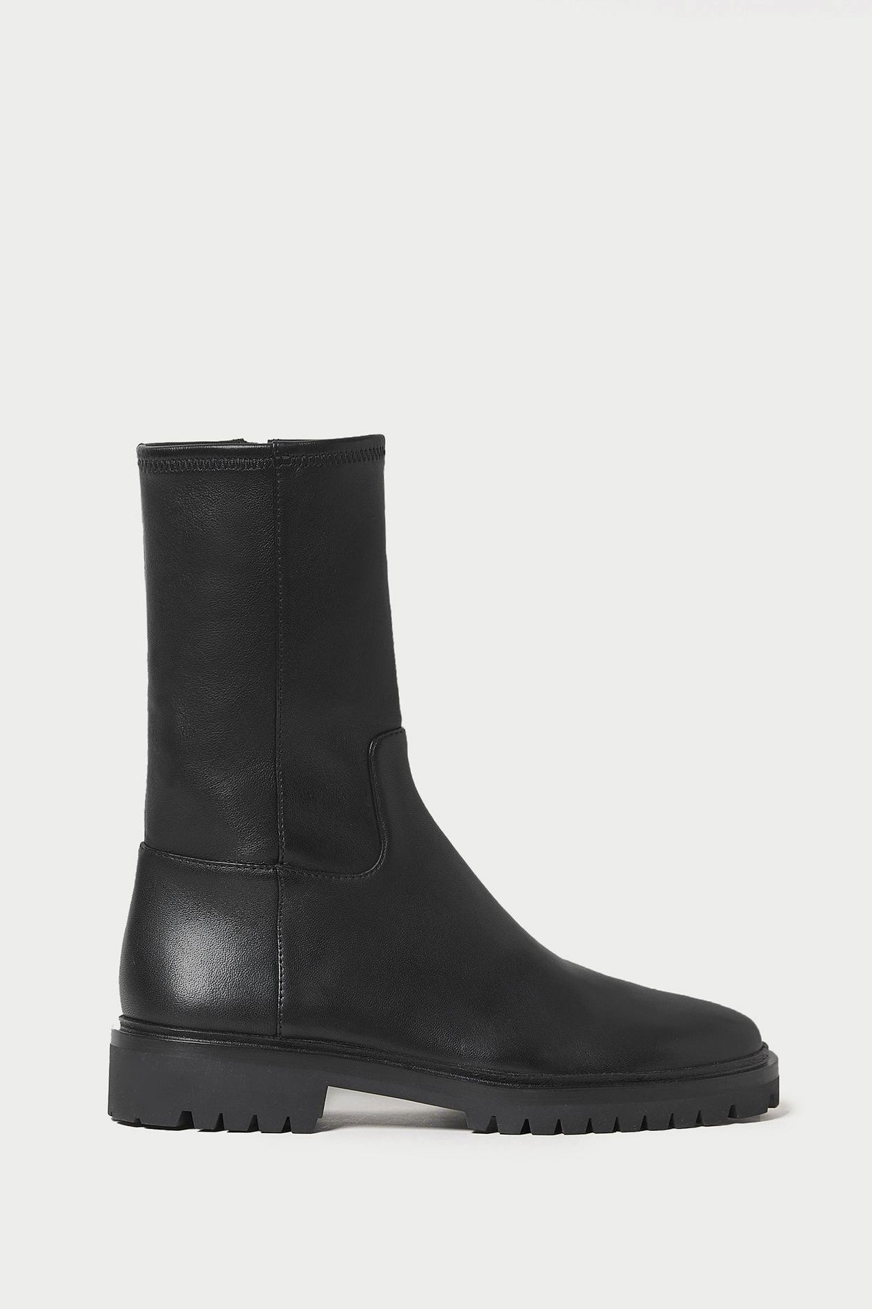 Danny Black Leather Lug Boot - Black / 5