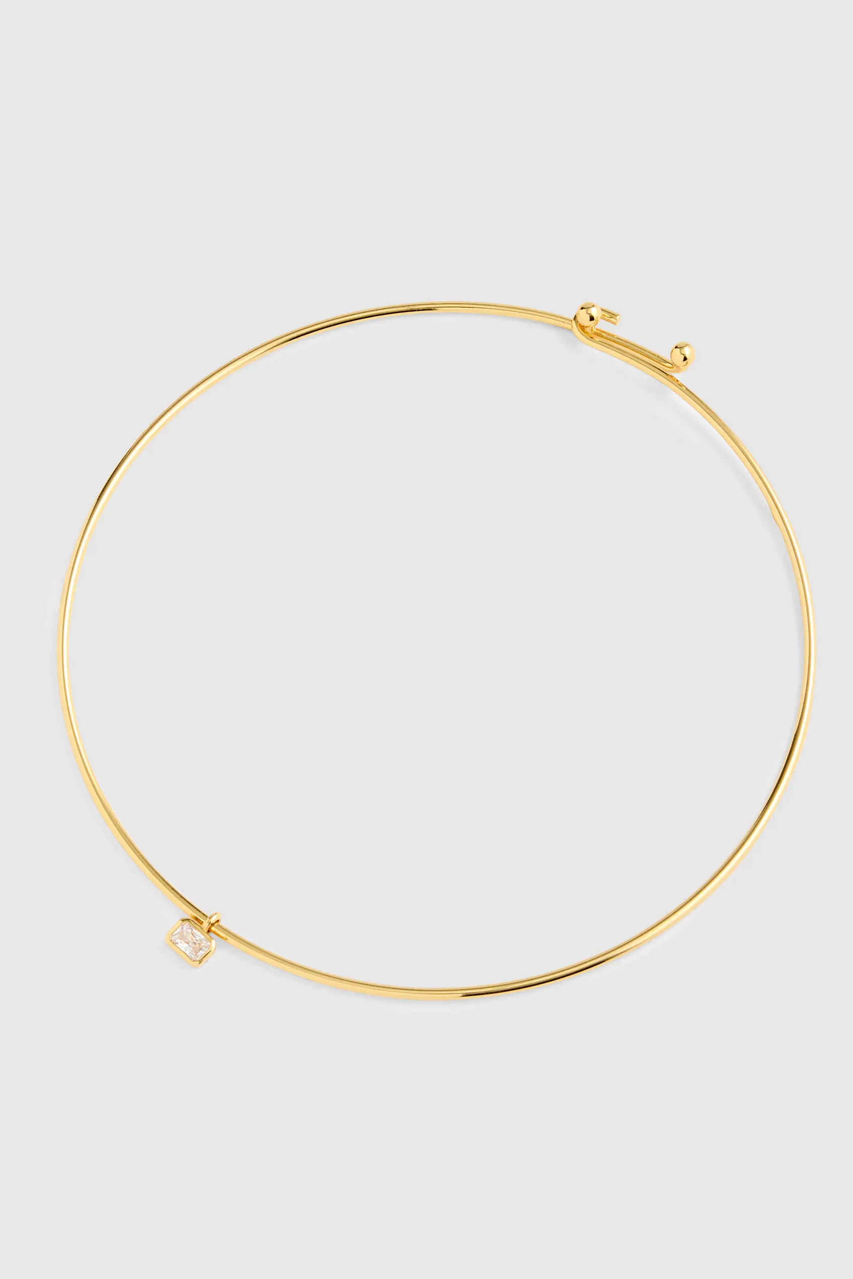 Emerald-Cut Crystal Wire Choker Necklace