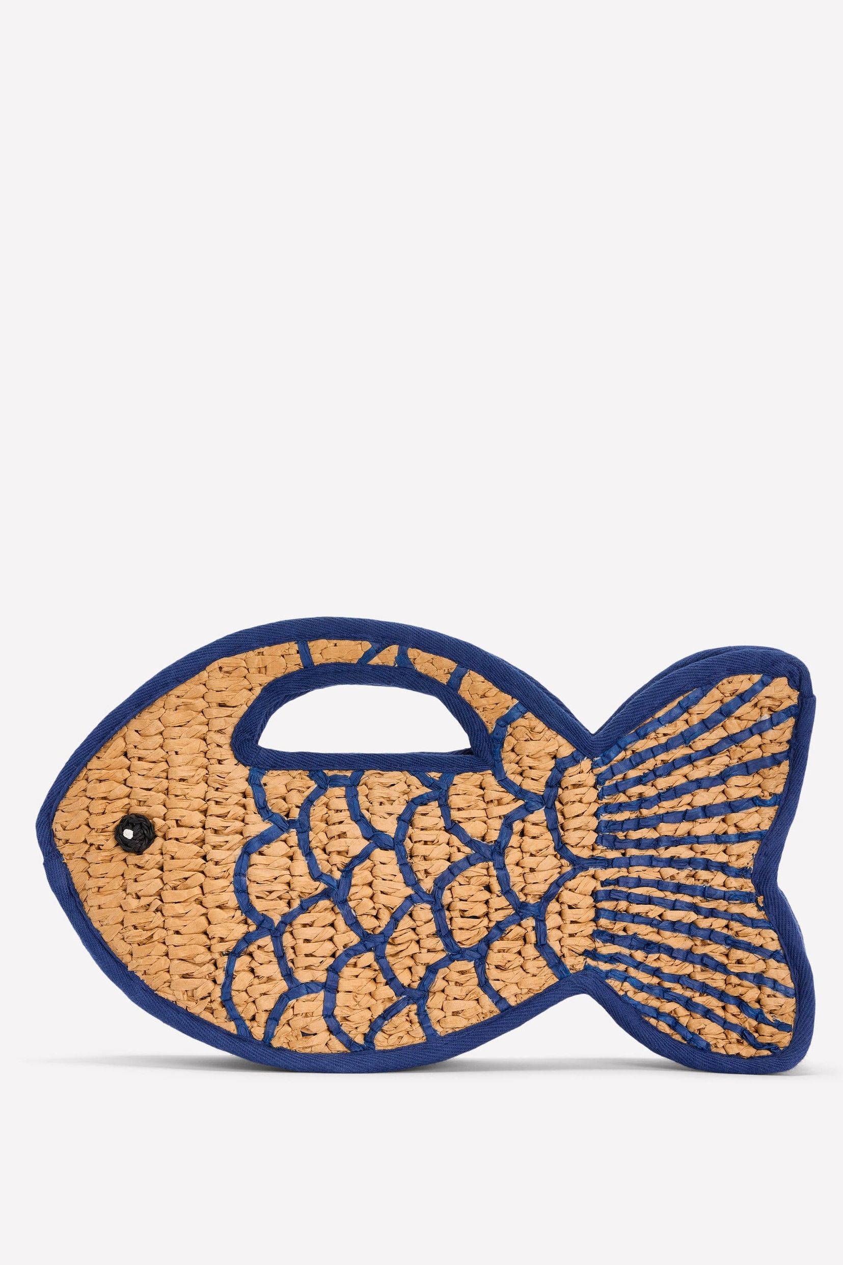 Novelty Fish Clutch-Natural/bright Blue