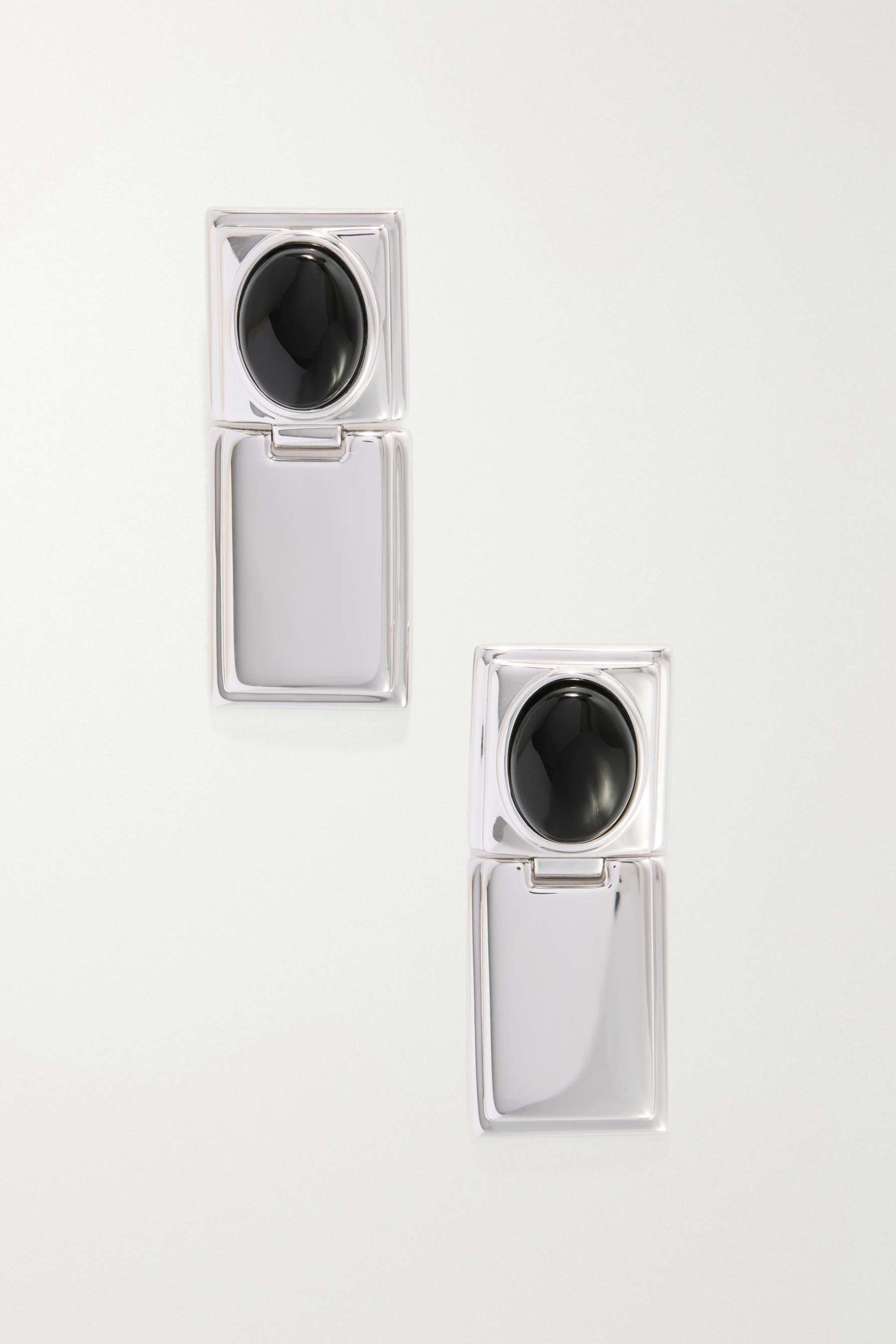 Signet Stone Hinge Gold-Plated Onyx Earrings
