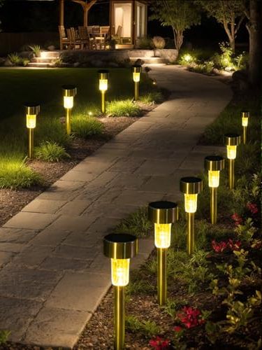 Sc-Daily Solar Lights Outdoor Garden Landscape Pathway - 12 Pack Solar Powered Stake Lights - Led, for Lawn Borders Flowerbeds Patio Ideal Driveway and Pathway Lighting for Outside (warm White)