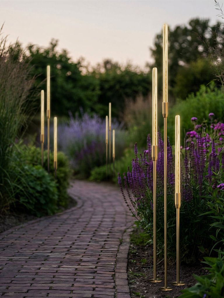 Bullrush Ip67 Spike Lights in Brass and Glass