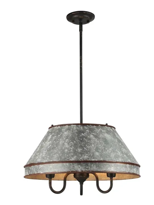 Galvanized Steel 3-Pendant Light