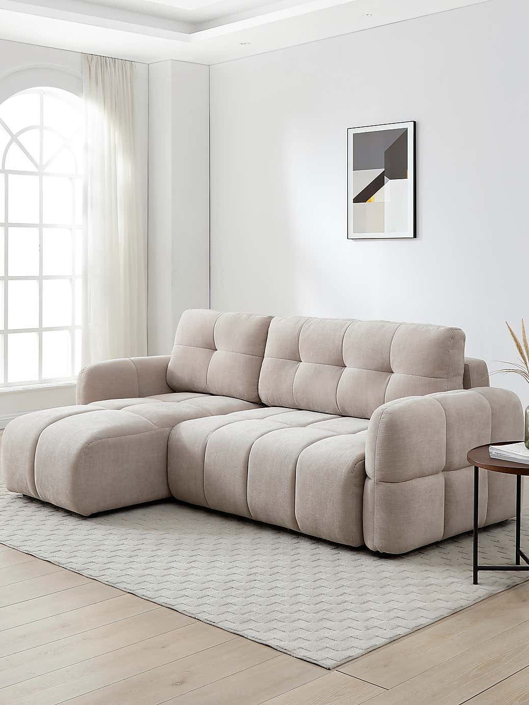 Dunelm Jolie Chenille Quilted Cloud Corner Sofa Bed