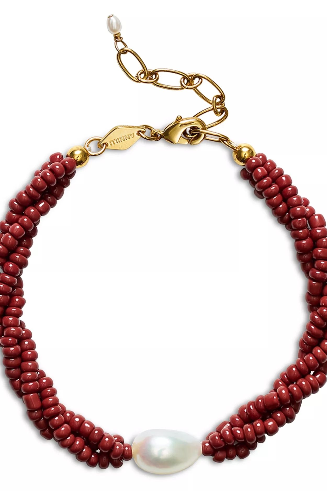 Anni Lu Rodeo Cultured Freshwater Pearl Charm &amp;amp; Red Beaded Torsade Necklace, 15.74-18.11"
