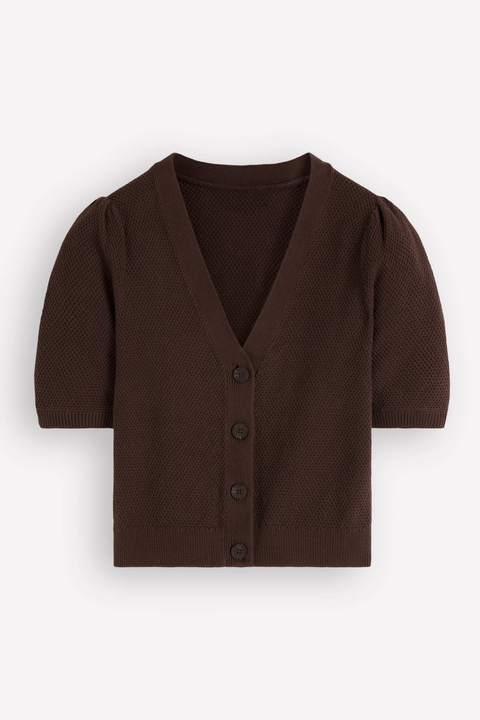 Boden, Hayley Cotton V-Neck Cardigan-Espresso
