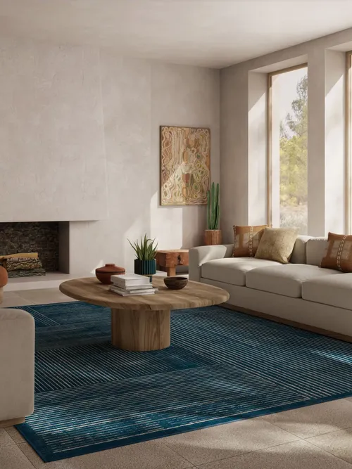Linear Oasis Blue Flatwoven Rug