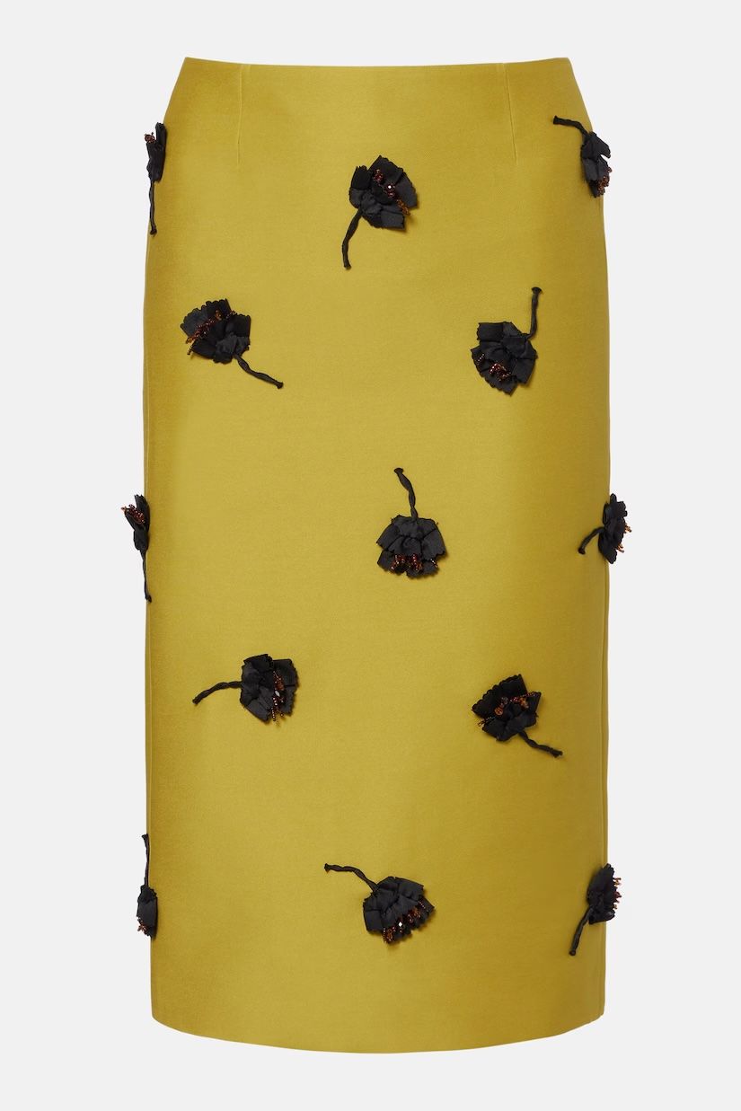 Shushu/Tong Floral-appliqu&amp;eacute; pencil skirt