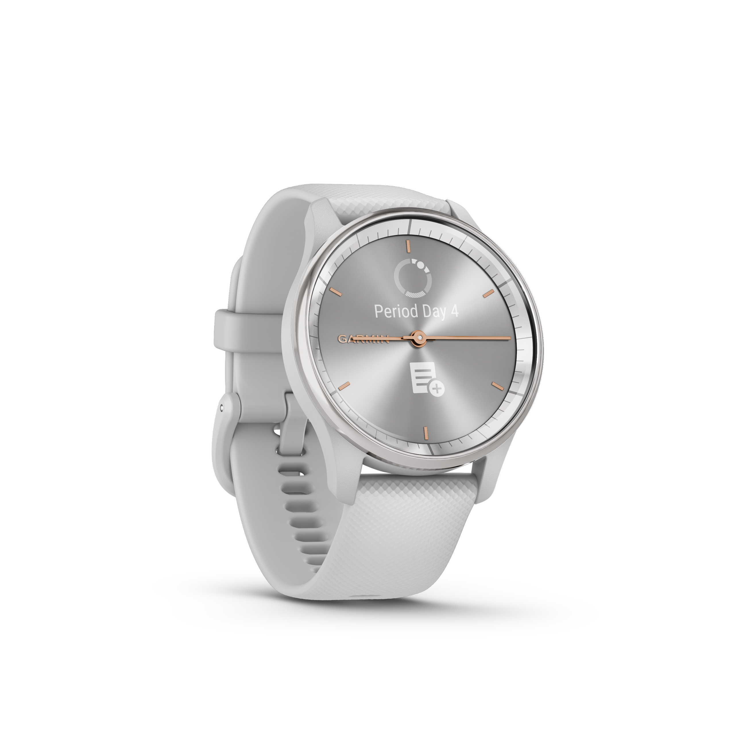 【美品】Garmin Vivomove Trend White (7413) Garmin vívomove® Trend Hybrid Smartwatch, Silver Stainless