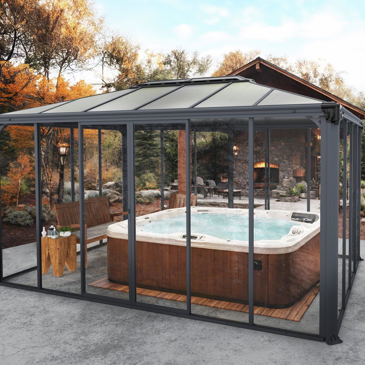 Palram Canopia Ledro 4300mm Rectangle Grey Garden Gazebo