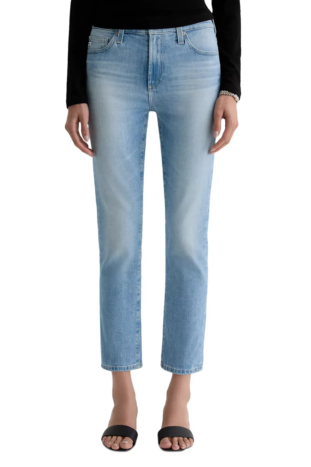 Mari Mid Rise Slim Straight Crop Jeans in Cruiser