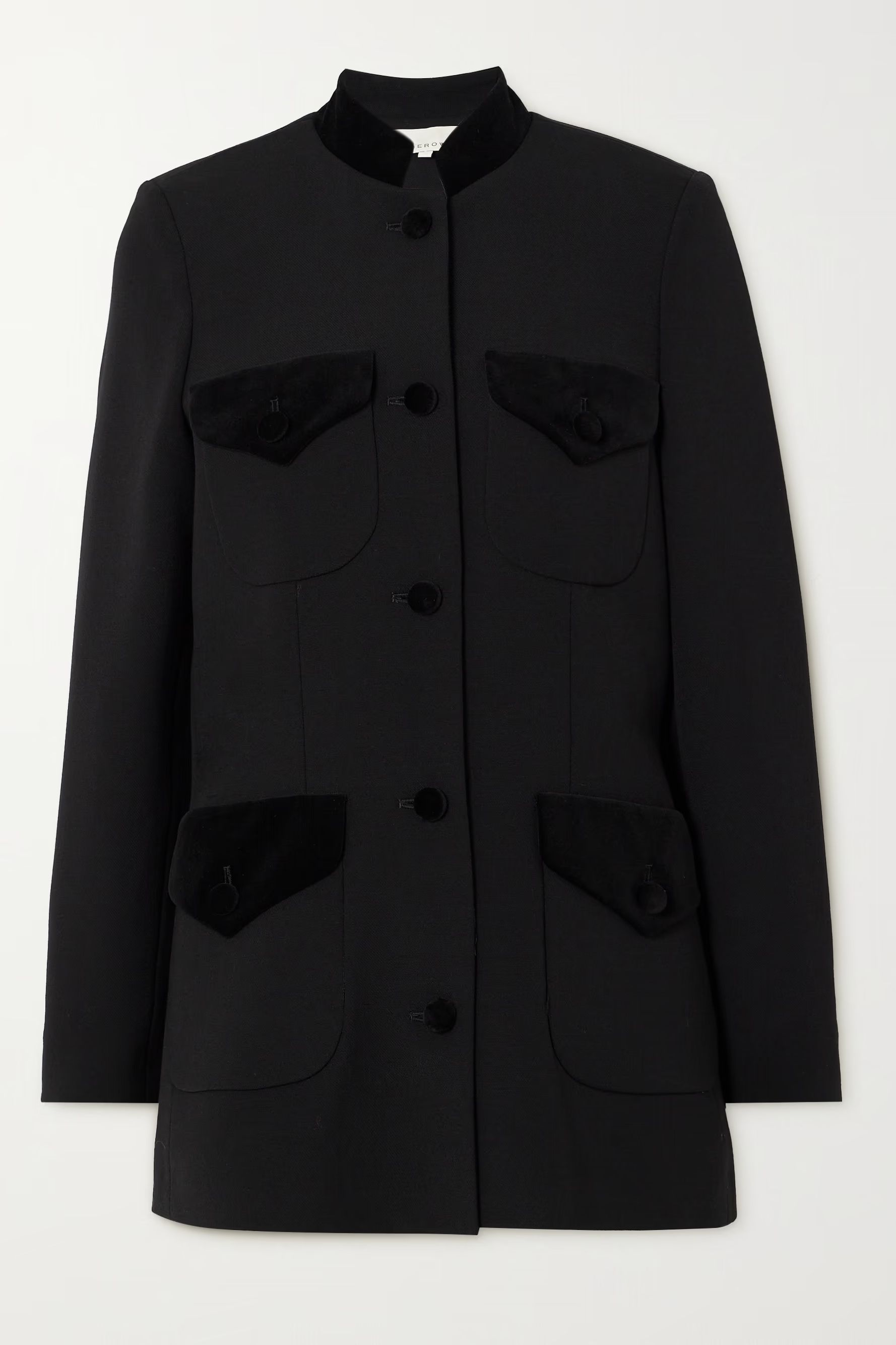 Liberowe Raja Velvet-Trimmed Wool Jacket