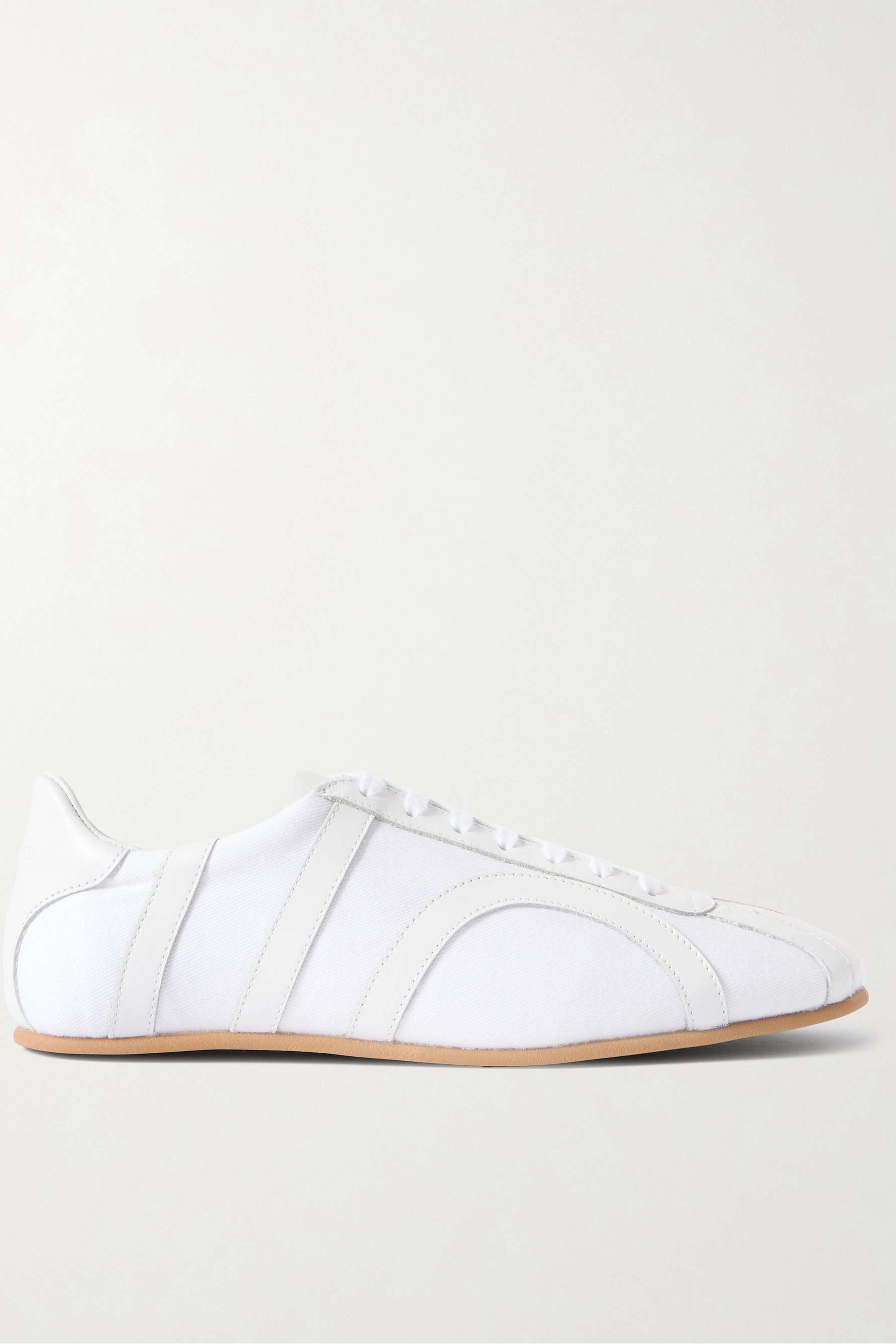 Leather-Trimmed Cotton-Canvas Sneakers
