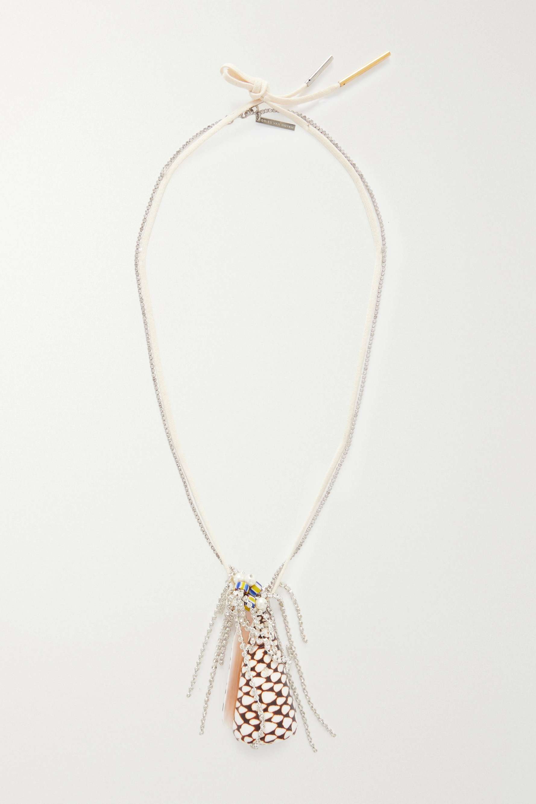 Brass, Resin, Shell and Cotton Necklace