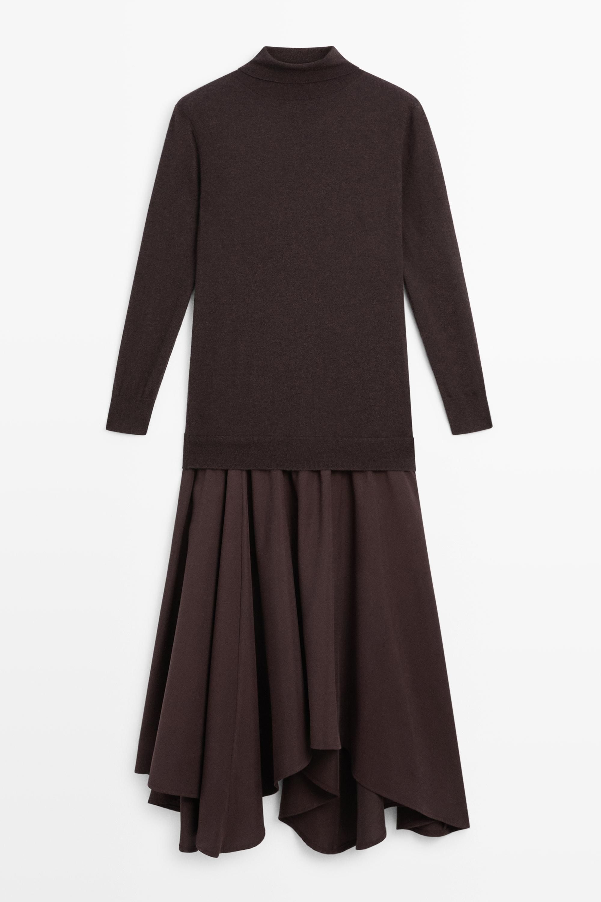 Massimo Dutti Wool Blend Knit Dress with Contrast Detail