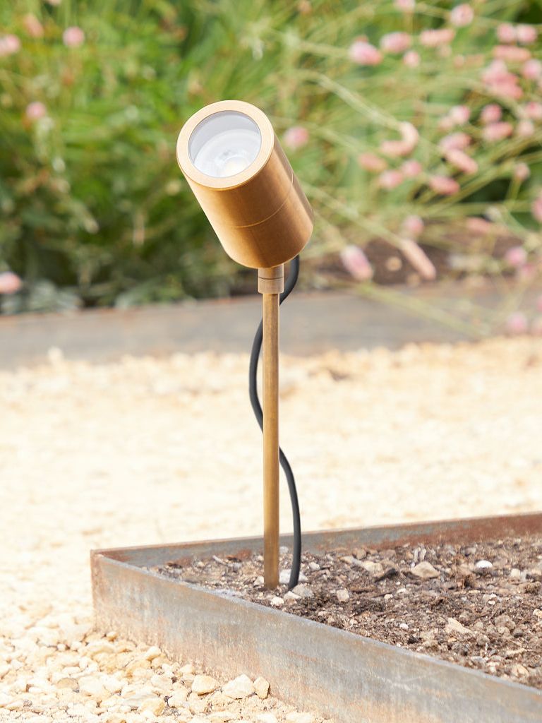 Spikey Ip65 Long Body Spike Light in Brass