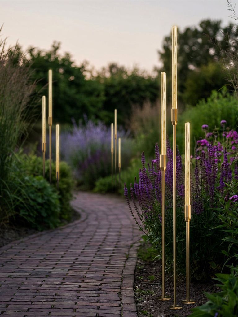 Bullrush Ip67 Spike Lights in Brass and Glass