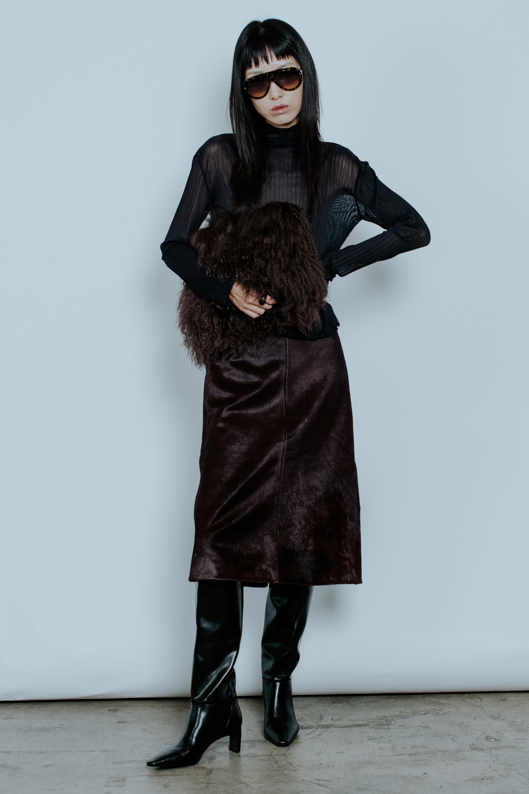 Jett Calf Hair Skirt Burgundy - Xs