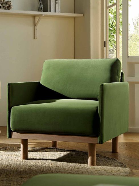 Timber Fern Green Velvet Armchair
