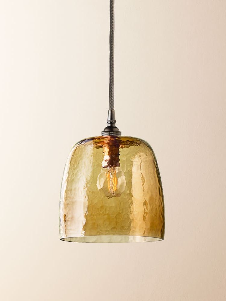 Pooky Lighting, Rory Pendant Shade in Honey Hammered Glass