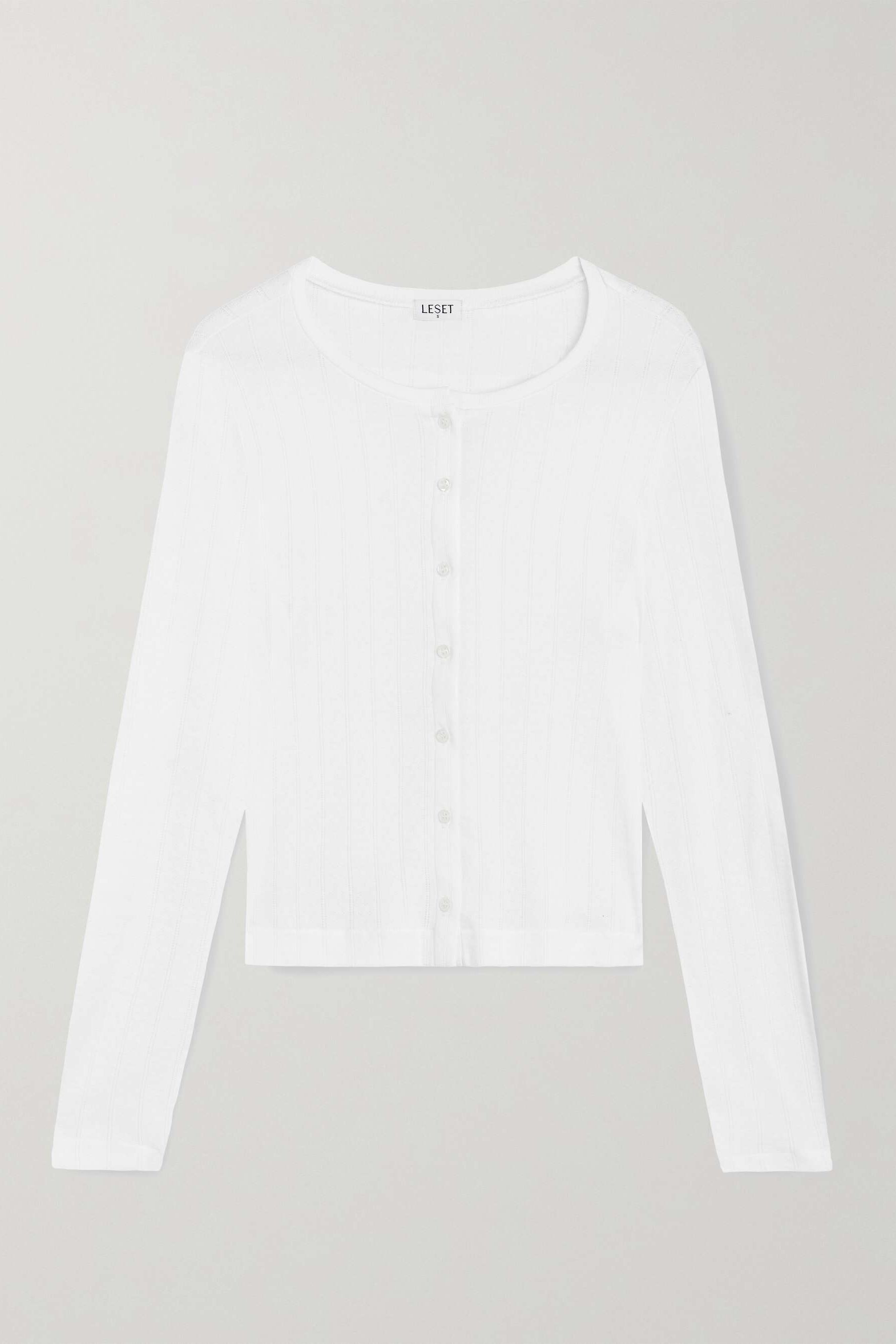 Pointelle-Knit Cotton-Jersey Cardigan