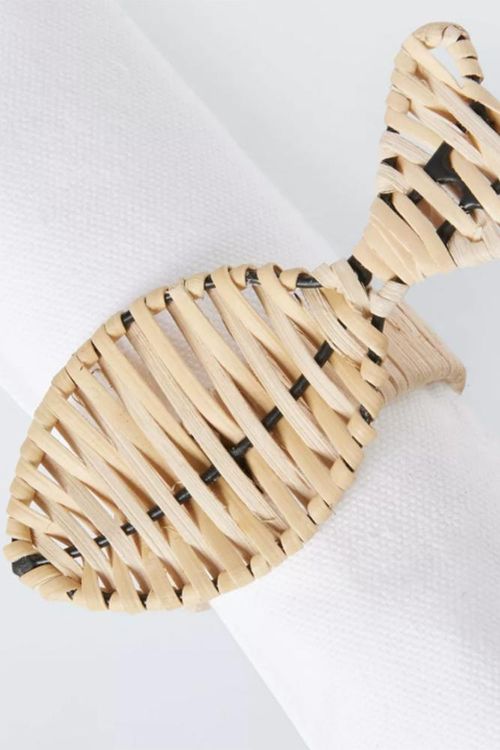 Coastal Rattan Fish Napkin Holder, set of 4