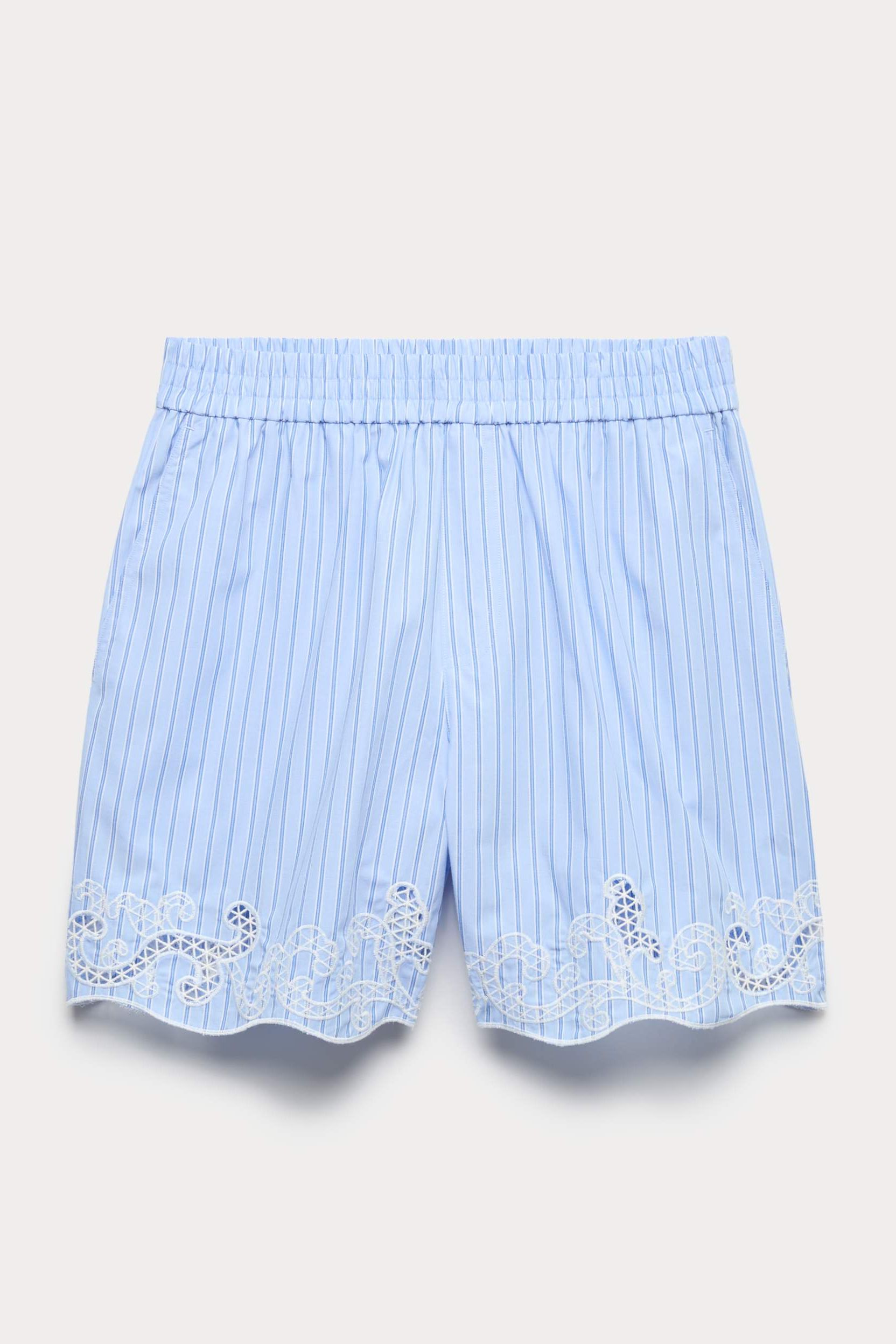 Pure Cotton Embroidered Striped Shorts