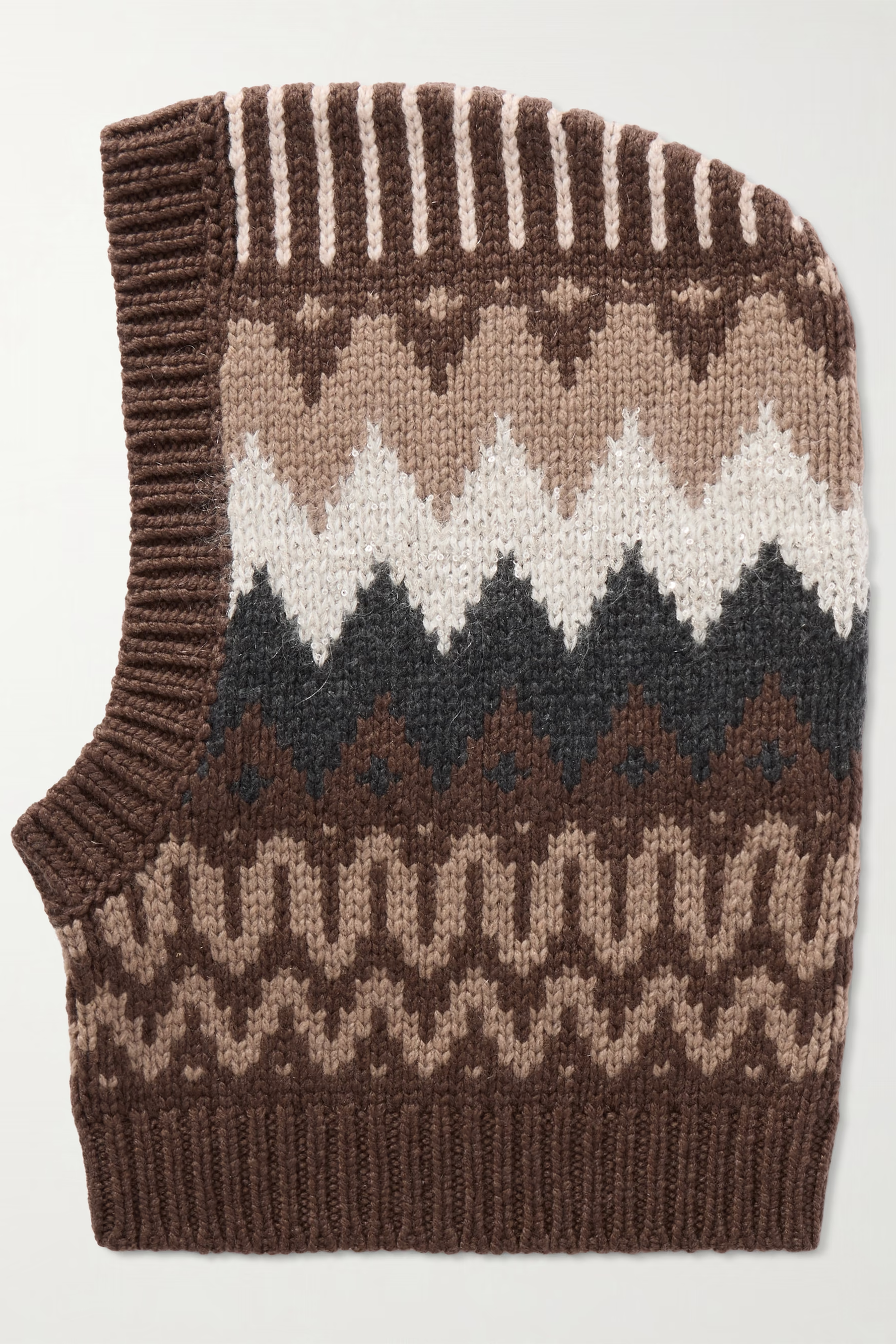 Brunello Cucinelli, Sequin-embellished Fair Isle cashmere snood