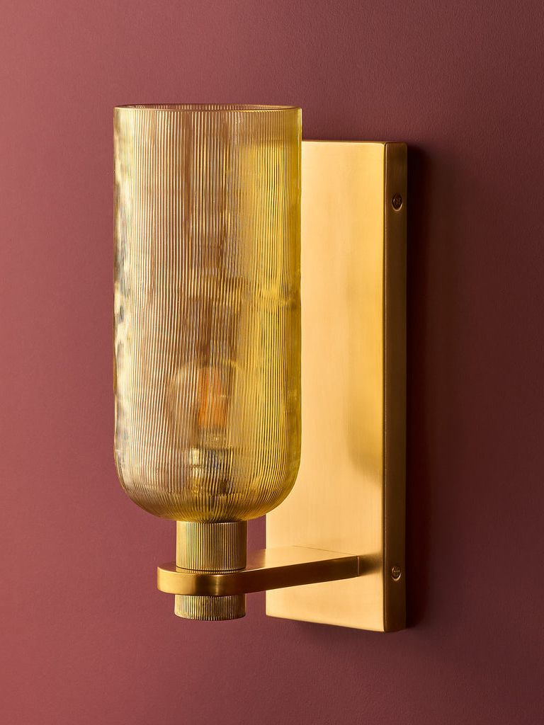 Riven Wall Light in Etched Glass and Brass