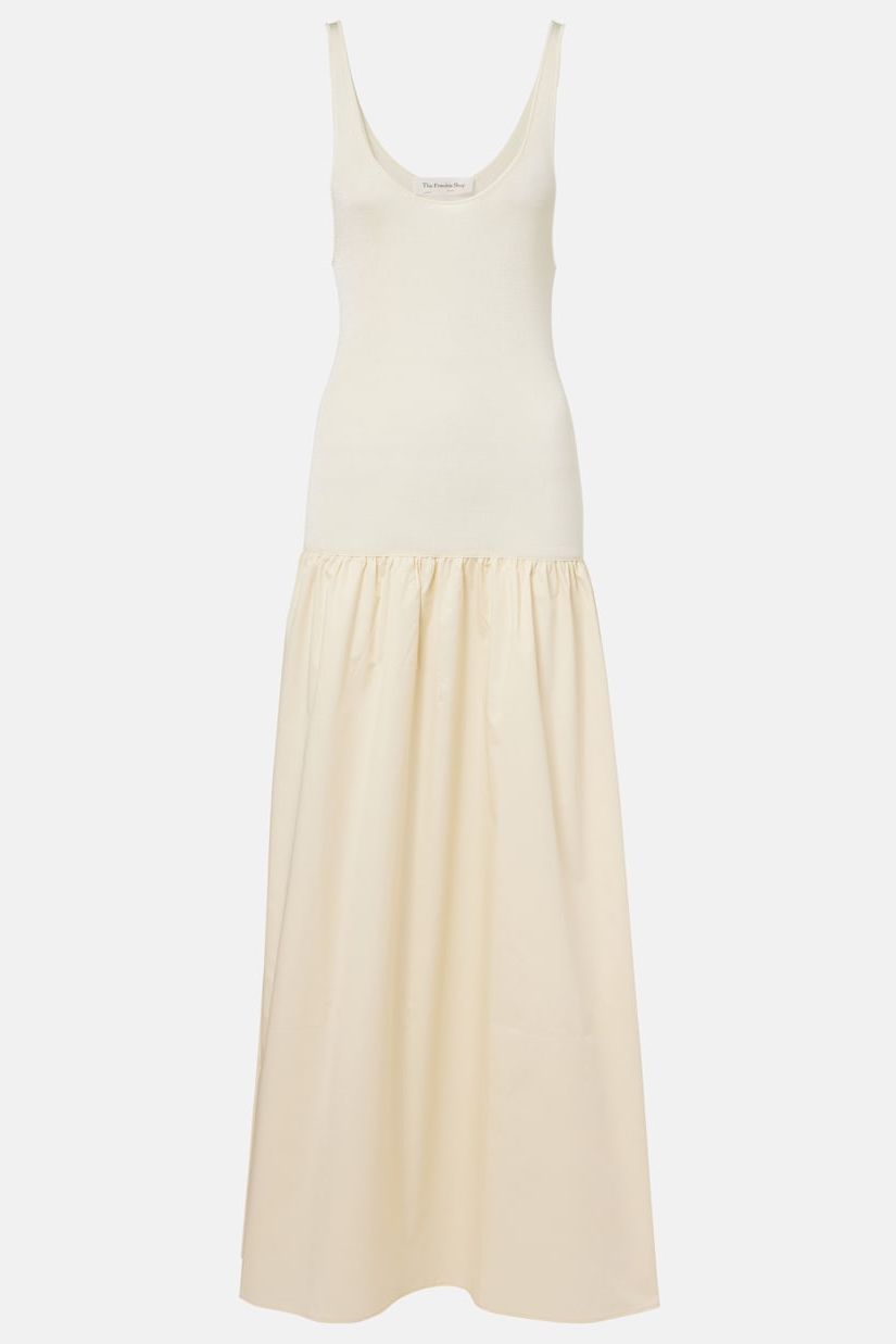 Ilya Cotton-Trimmed Maxi Dress in White - the Frankie Shop