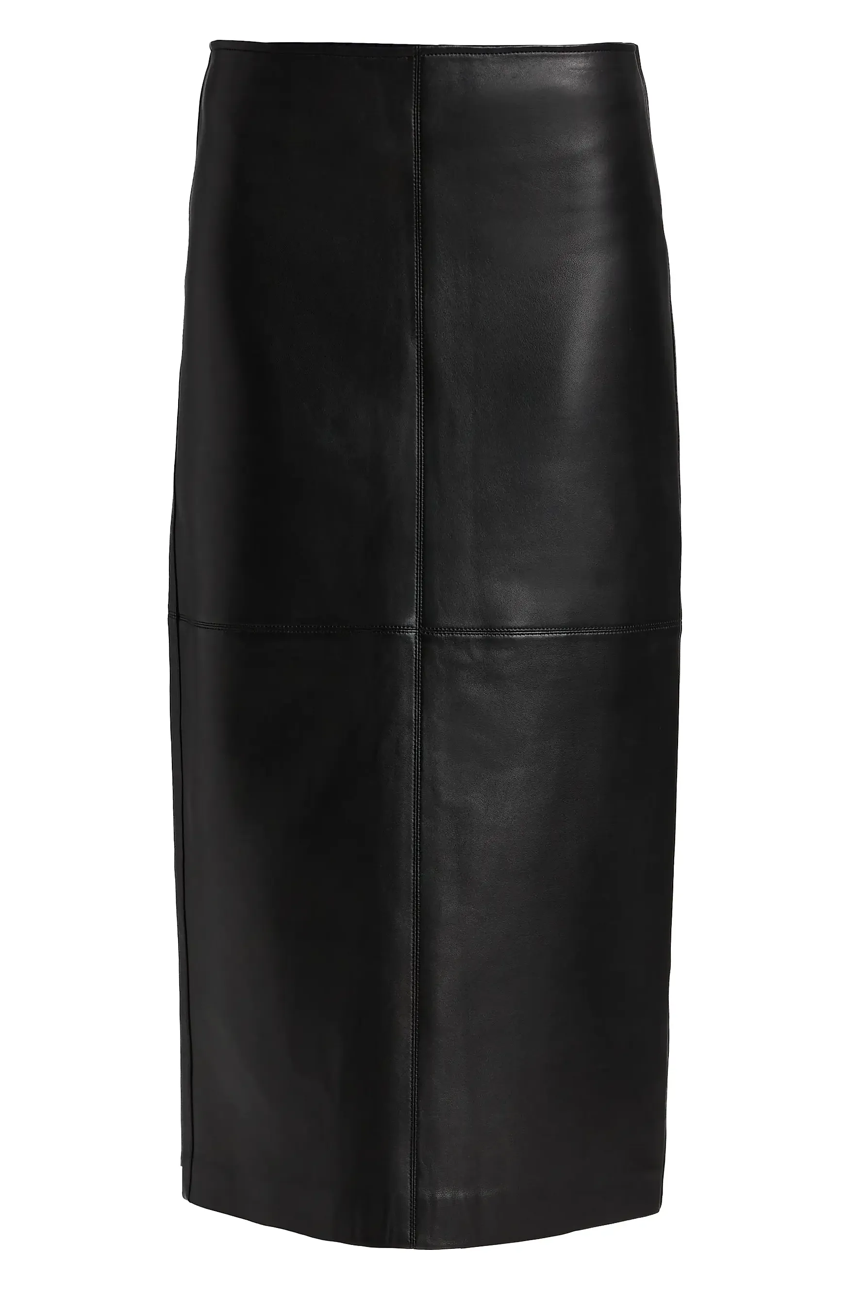 Marta Straight Leather Midi-Skirt