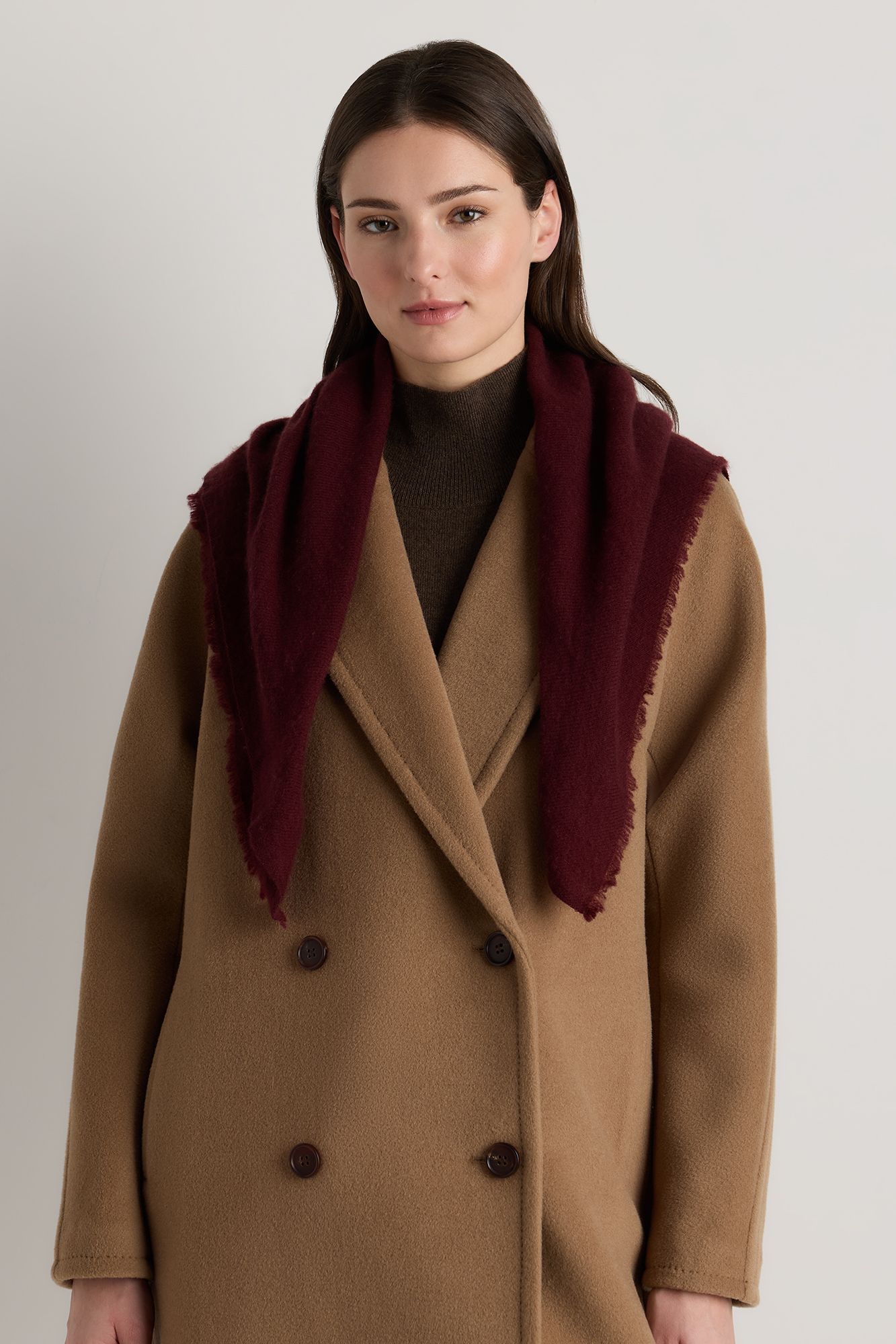 Mongolian Cashmere Square Scarf in Teak